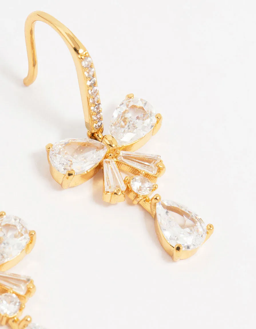 Gold Plated Cubic Zirconia Bow Teardrop Earrings sold by lovisa product image thumbnail 3