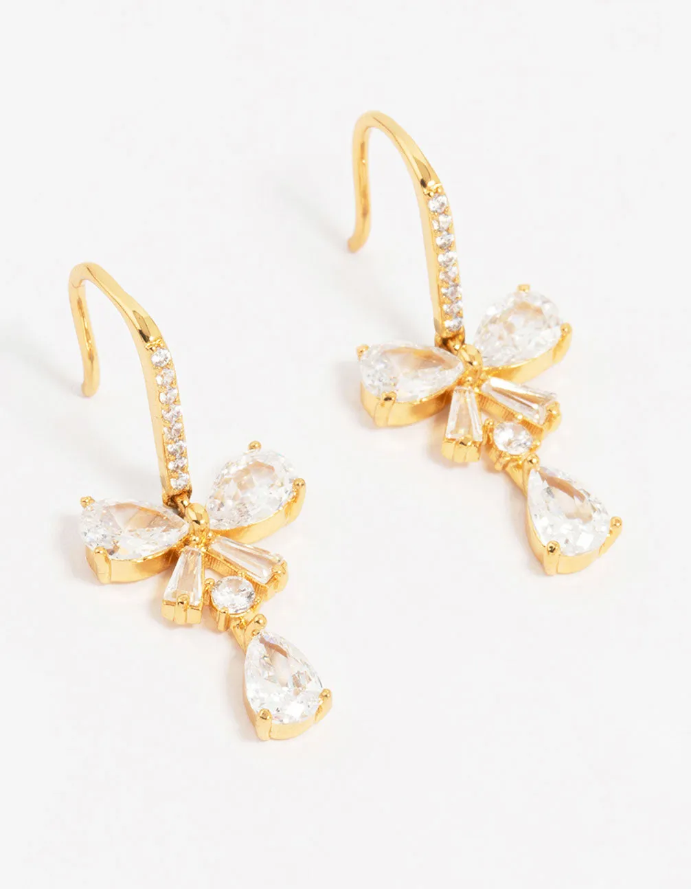 Gold Plated Cubic Zirconia Bow Teardrop Earrings sold by lovisa