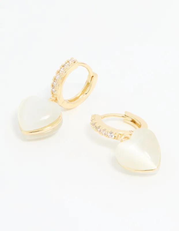Gold Plated Diamante Heart Hoop Earrings sold by lovisa