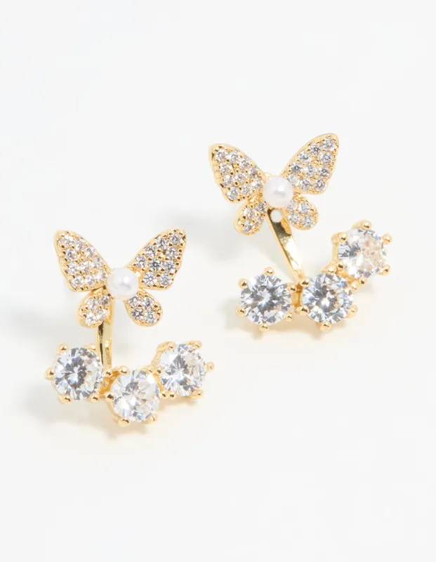 Gold Plated Butterfly Jacket Earrings sold by lovisa