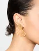 Gold Textured Metal Fan Drop Earrings sold by lovisa