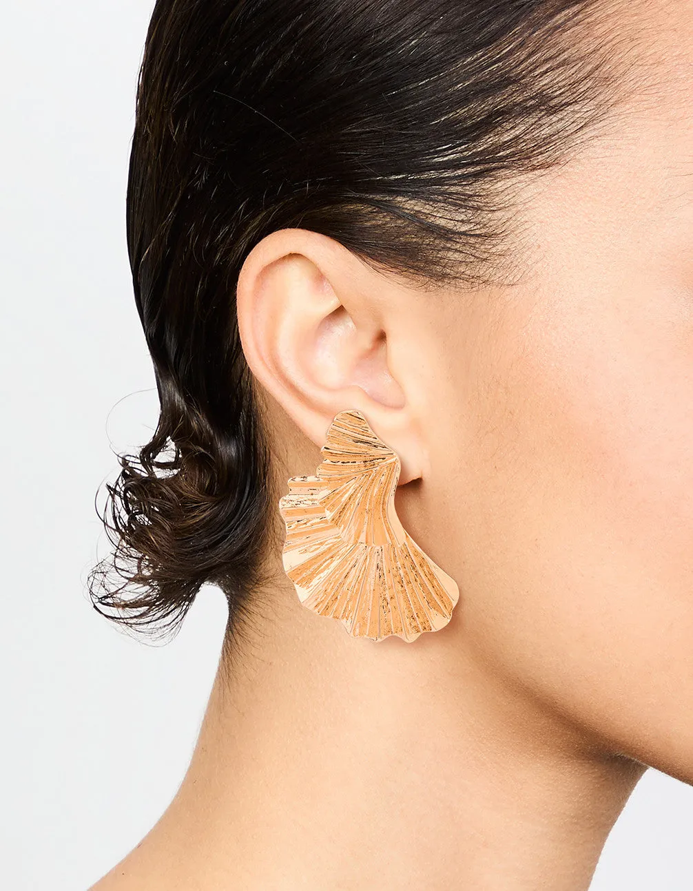 Gold Textured Metal Fan Drop Earrings sold by lovisa product image thumbnail 2