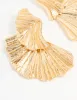Gold Textured Metal Fan Drop Earrings sold by lovisa