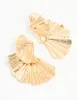Gold Textured Metal Fan Drop Earrings sold by lovisa