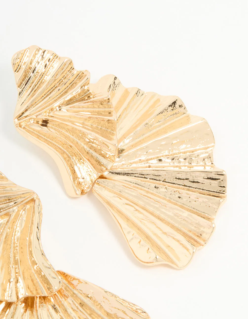 Gold Textured Metal Fan Drop Earrings sold by lovisa product image thumbnail 5