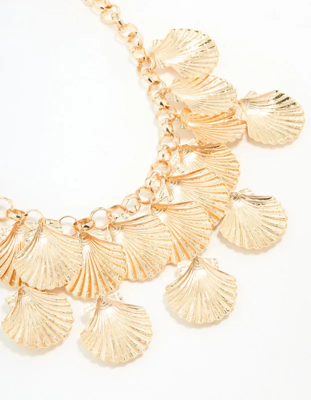 Gold Shell Statement Necklace sold by lovisa