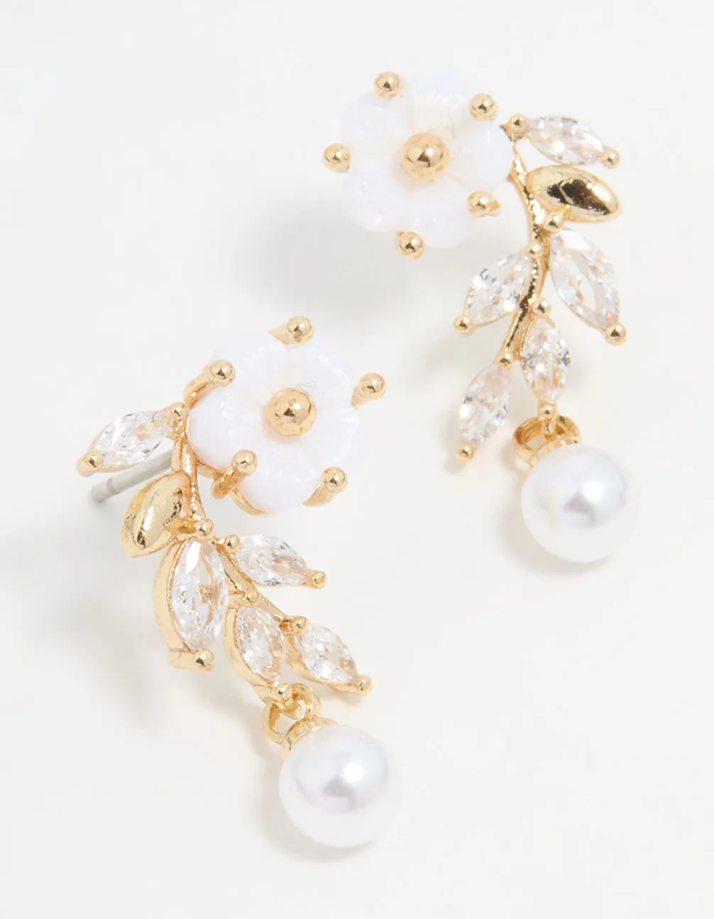 Gold Plated Pearl Flower Drop Earrings sold by lovisa