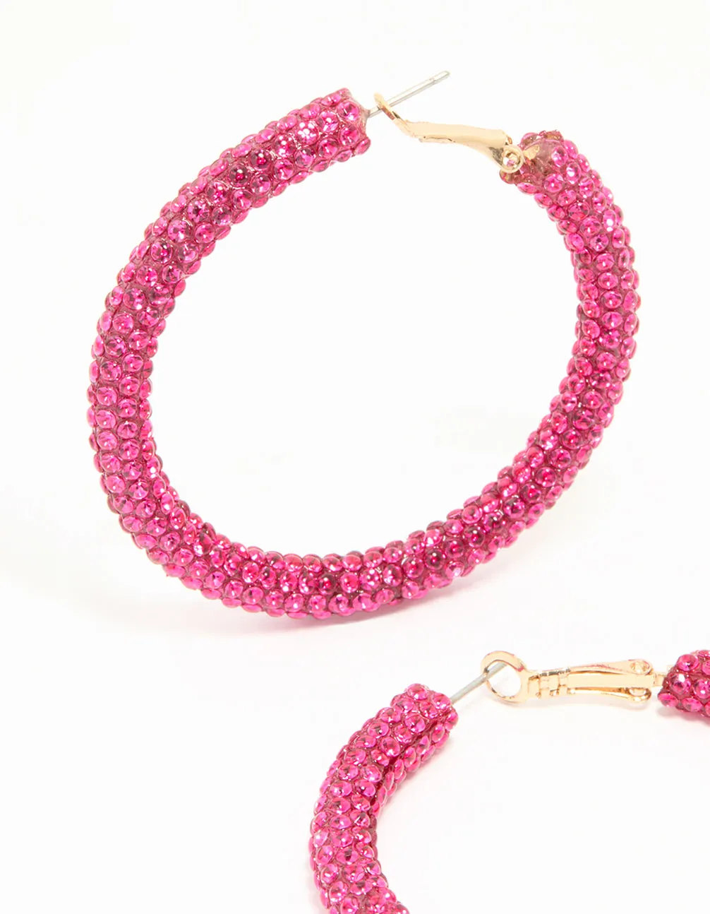 Gold Pink Diamante Hoop Earrings sold by lovisa product image thumbnail 2