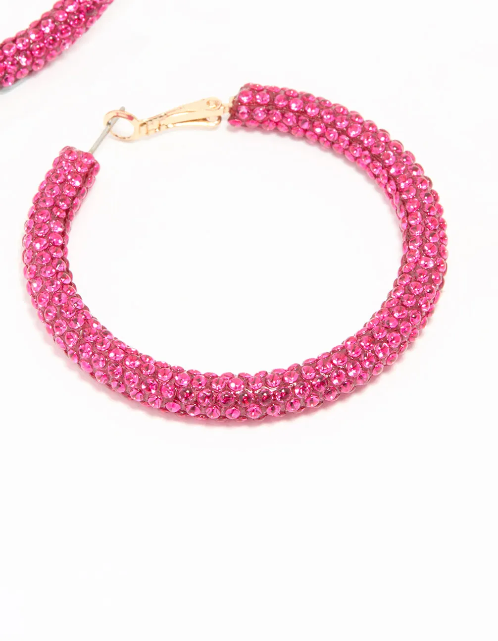 Gold Pink Diamante Hoop Earrings sold by lovisa product image thumbnail 3