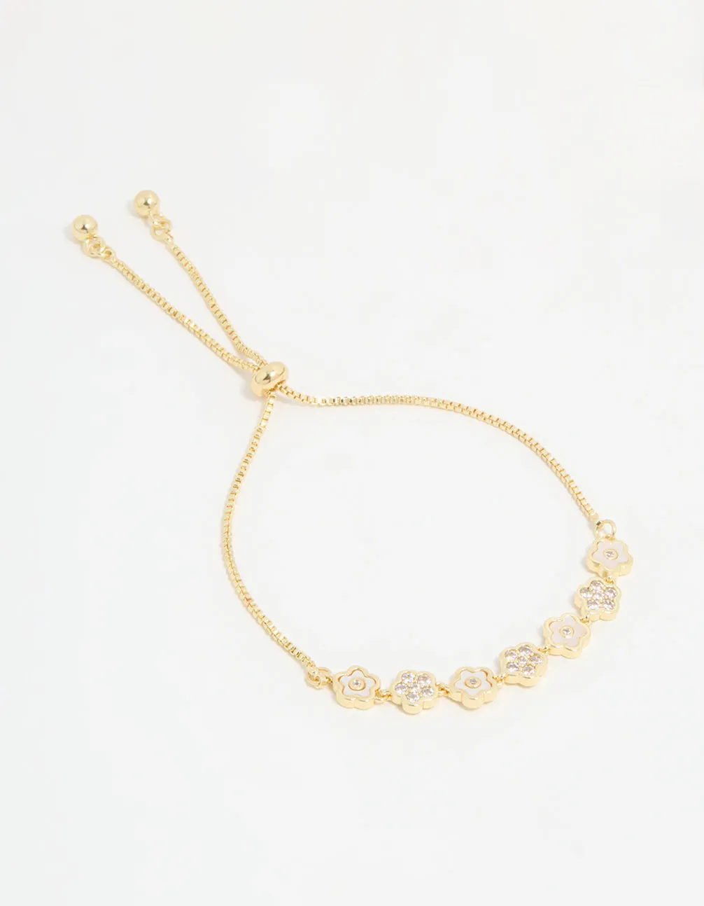 Gold Plated Multi Mini Flower Toggle Bracelet sold by lovisa