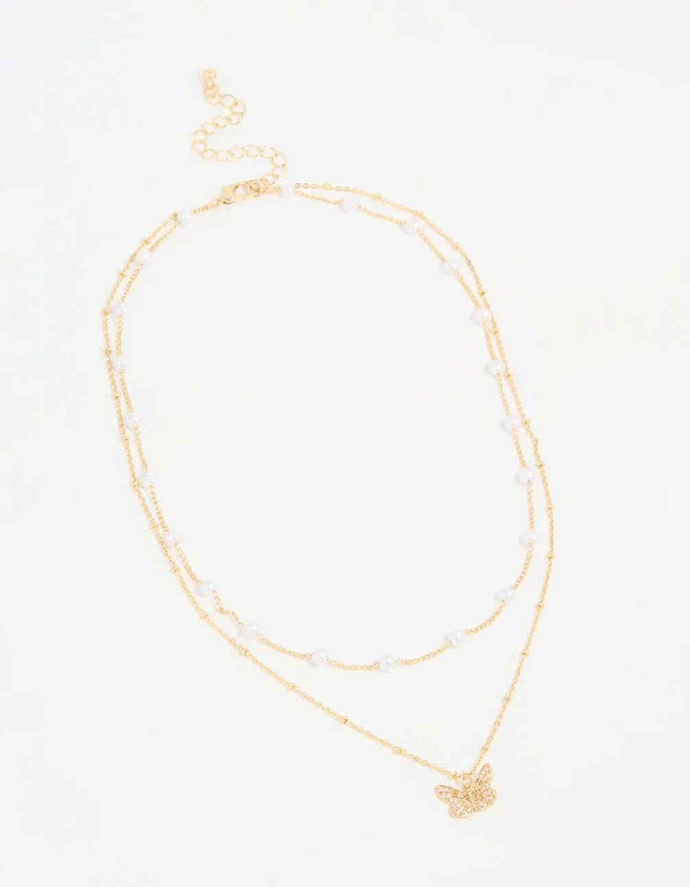Gold Plated Pearl Butterfly Layered Necklace sold by lovisa product image thumbnail 2