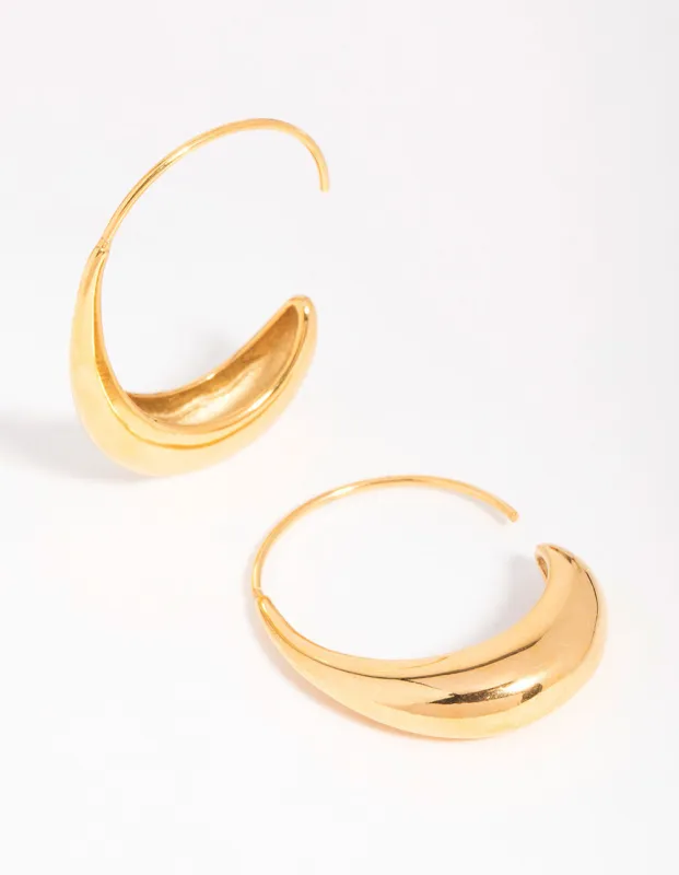 Waterproof Gold Plated Stainless Steel Thick Half Hoop Earrings sold by lovisa