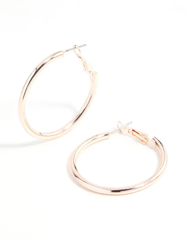 Rose Gold Narrow Hinge Hoop Earrings sold by lovisa