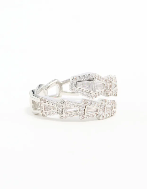 Silver Cubic Zirconia Point Wrap Ring sold by lovisa