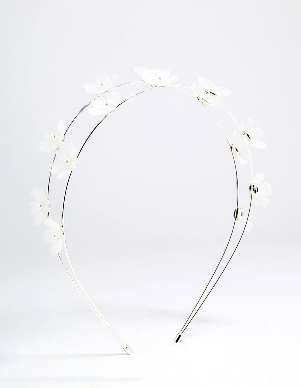 Silver Pearl Small Flower Headband sold by lovisa