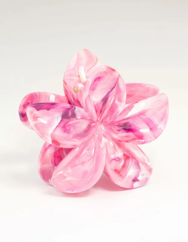 Pink Marble Frangipani Claw Clip sold by lovisa