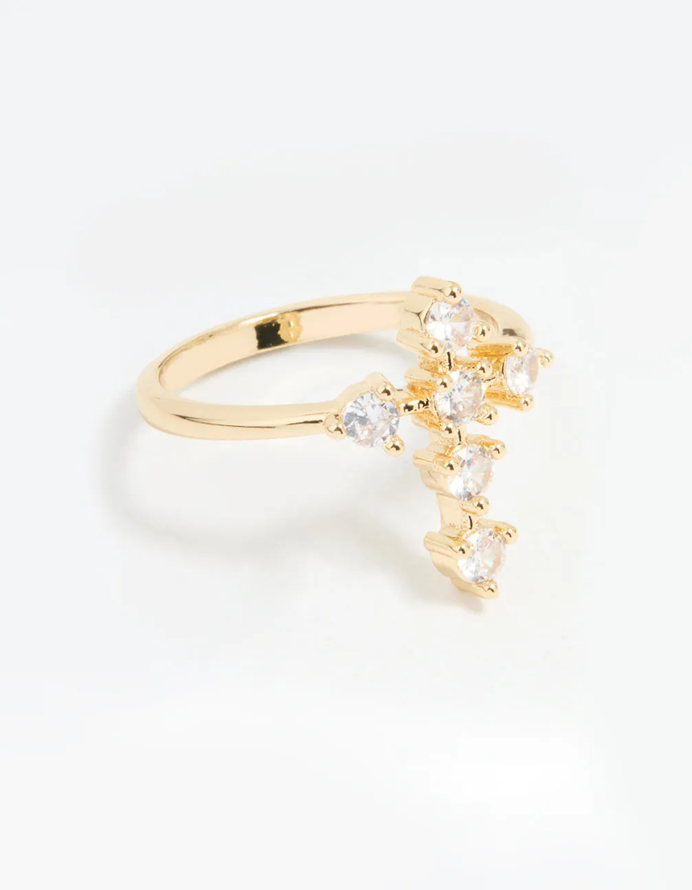 Gold Plated Cubic Zirconia Cross Ring sold by lovisa