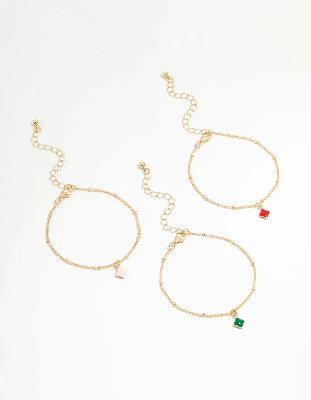 Gold Multicoloured Flower Statement Bracelets 3-Pack sold by lovisa