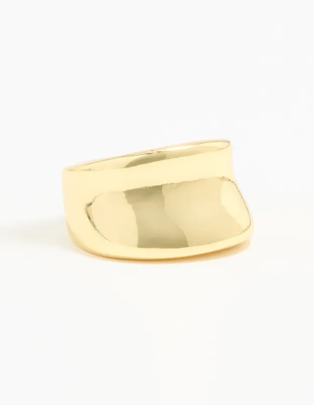 Gold Plated Smooth Statement Ring sold by lovisa