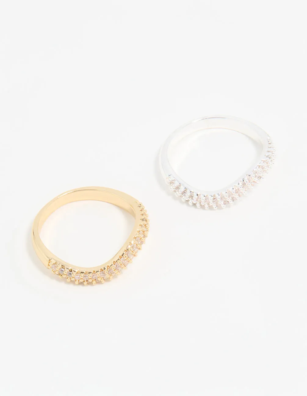 Mixed Metal Cubic Zirconia Rings 2-Pack sold by lovisa