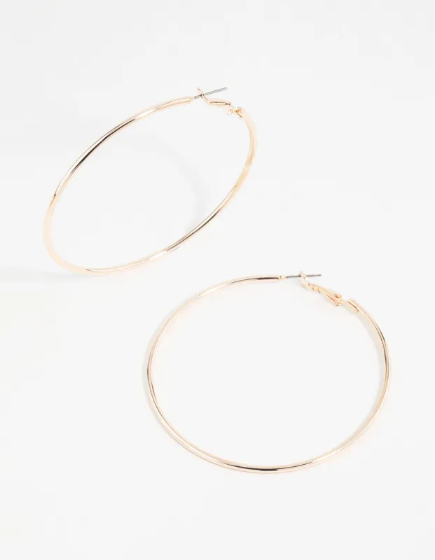 Rose Gold Classic Hoop Earrings sold by lovisa