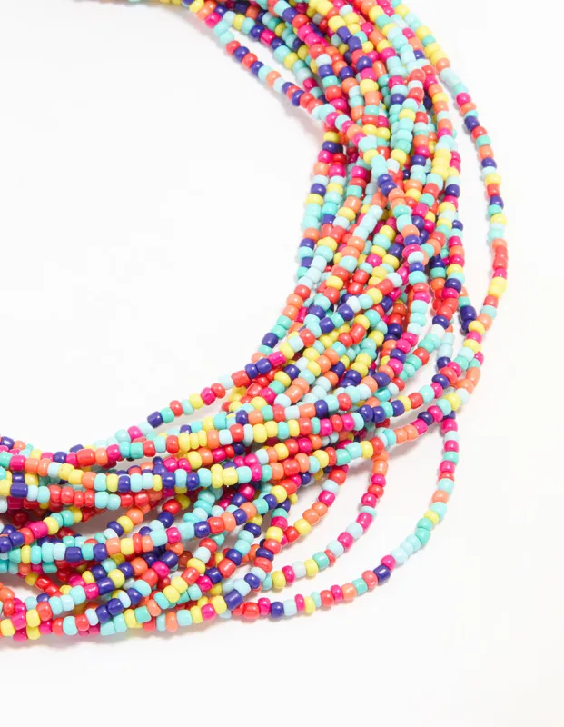 Gold Rainbow Beaded Layered Necklace sold by lovisa
