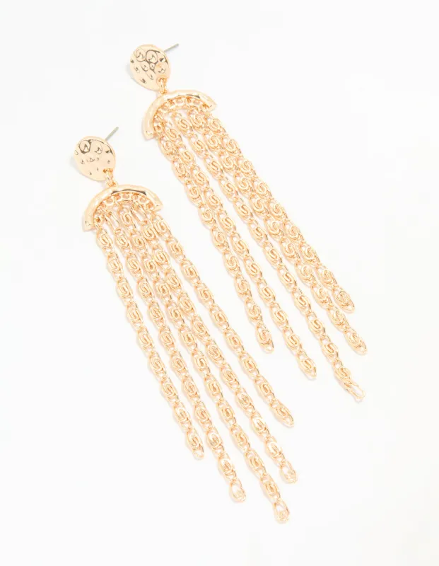 Gold Molten Chain Drop Earrings sold by lovisa
