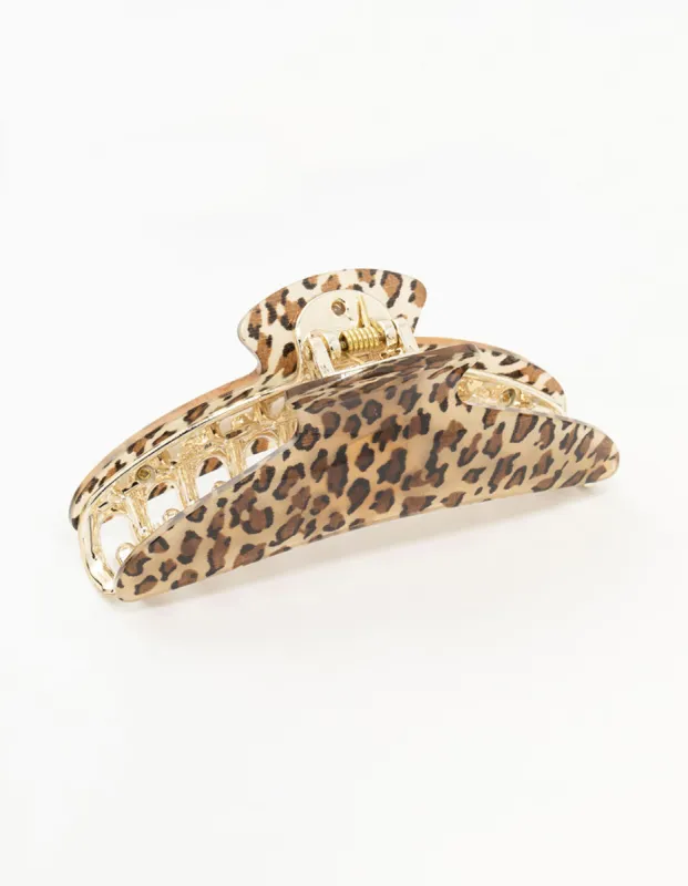 Leopard Print  Curved Hair Claw Clip sold by lovisa