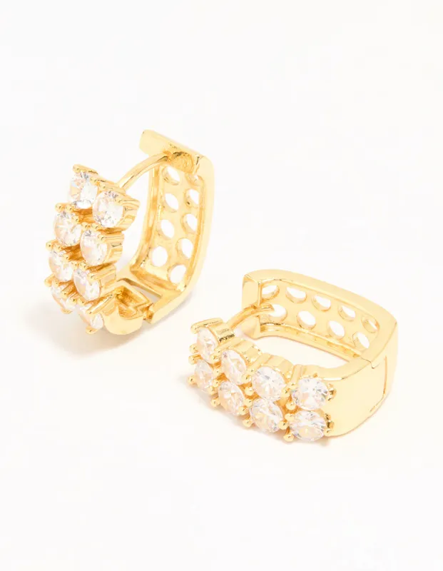 Gold Plated Cubic Zirconia Medium Oval Hoop Earrings sold by lovisa