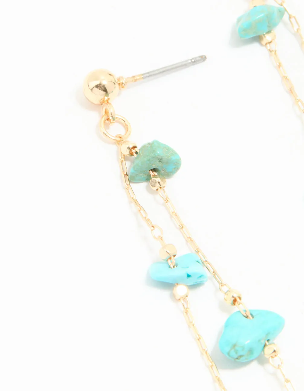 Gold Blue Semi Precious Stone Statement Chain Drop Earrings sold by lovisa product image thumbnail 2