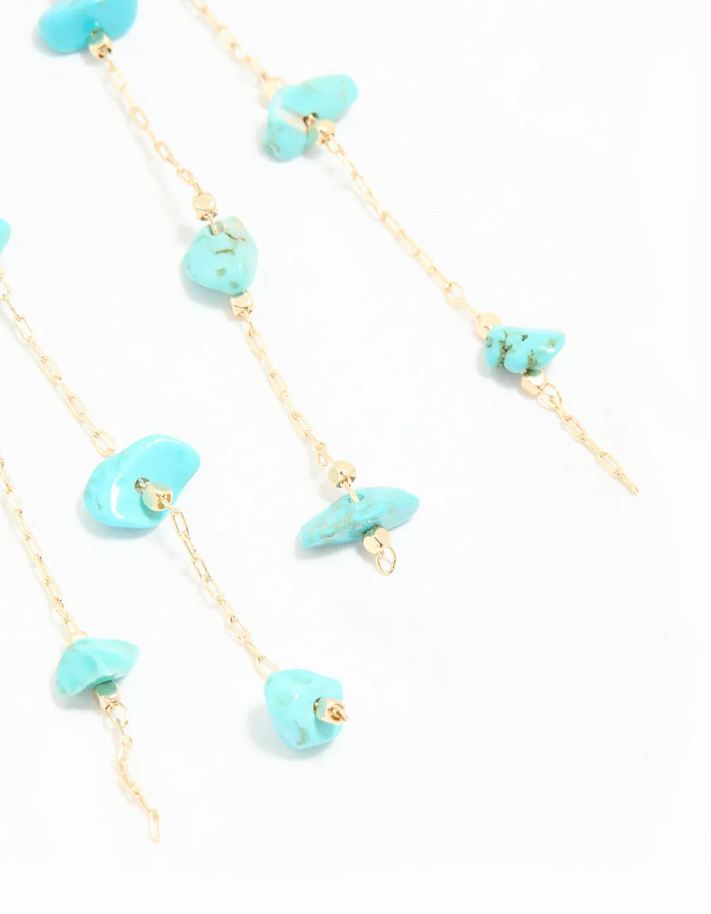 Gold Blue Semi Precious Stone Statement Chain Drop Earrings sold by lovisa product image thumbnail 3