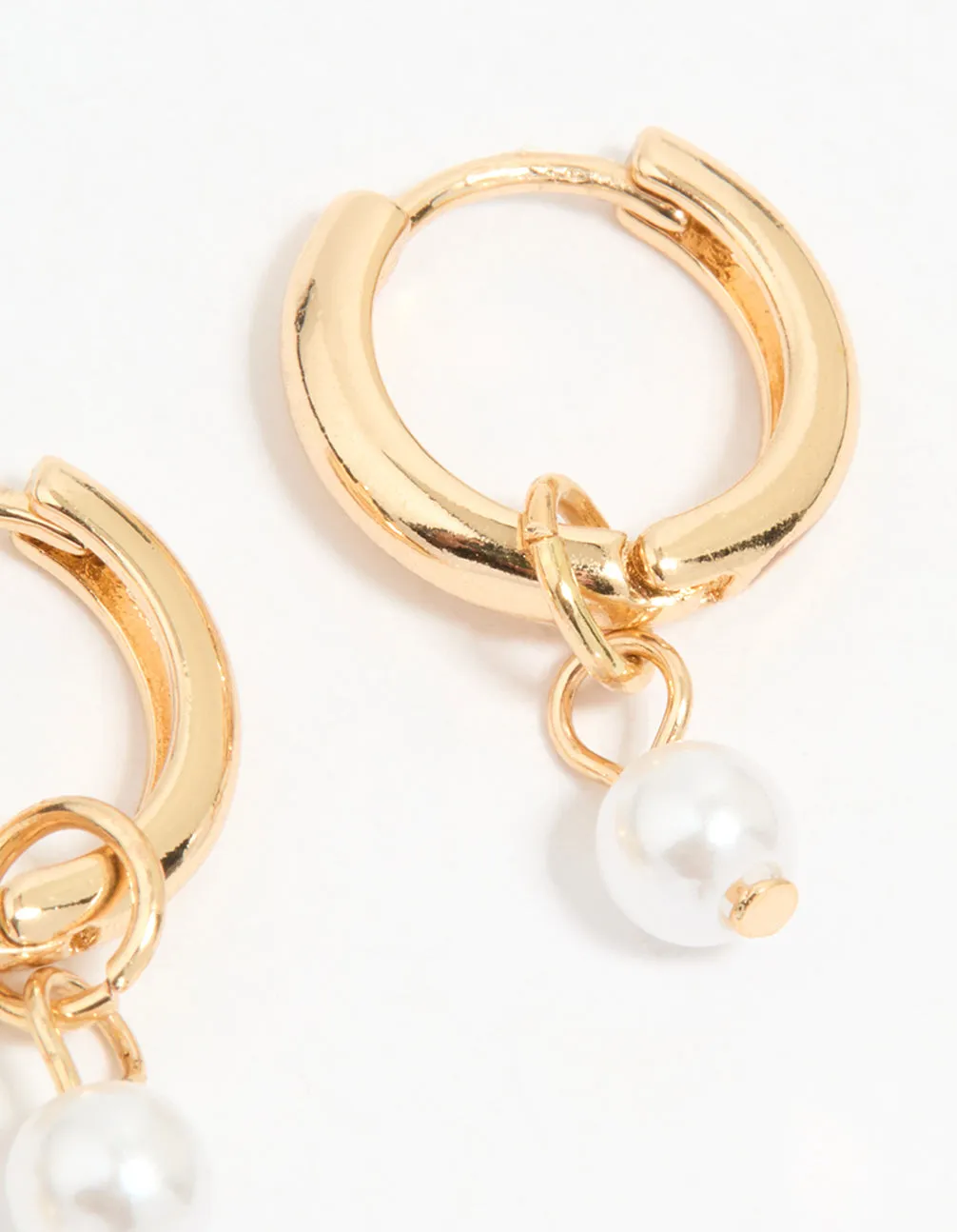 Gold Mixed Pearl Charm Huggie Earrings 3-Pack sold by lovisa product image thumbnail 3