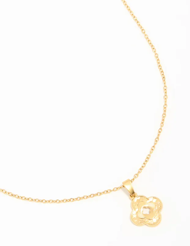 Waterproof Gold Plated Stainless Steel Petal Pendant Necklace sold by lovisa