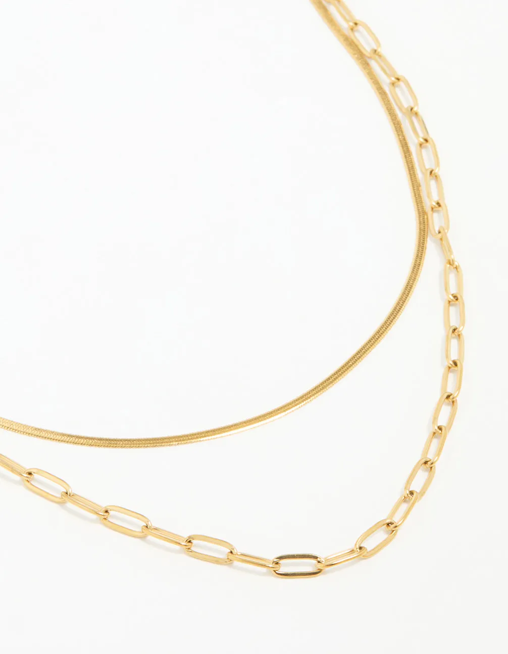 Waterproof Gold Plated Stainless Steel Double Link Layered Necklace sold by lovisa