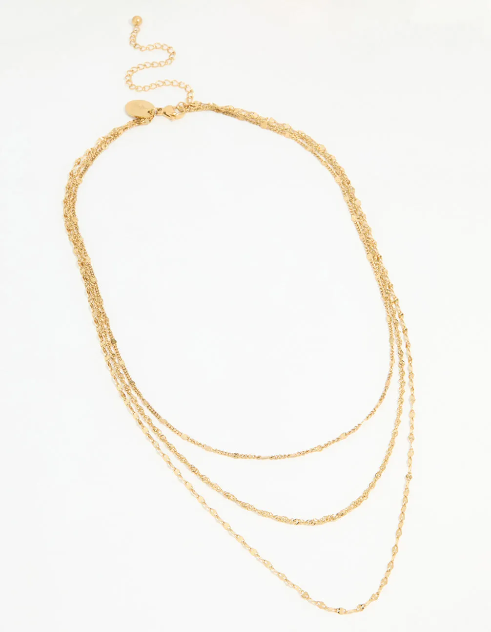 Waterproof Gold Plated Stainless Steel Triple Chain Layered Necklace sold by lovisa product image thumbnail 2