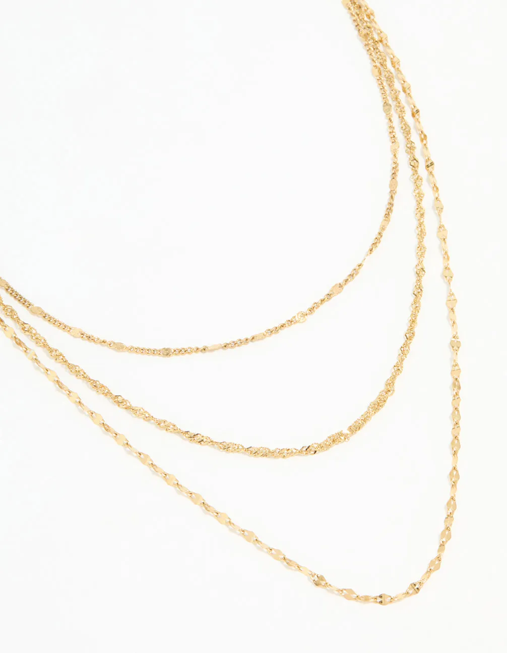 Waterproof Gold Plated Stainless Steel Triple Chain Layered Necklace sold by lovisa
