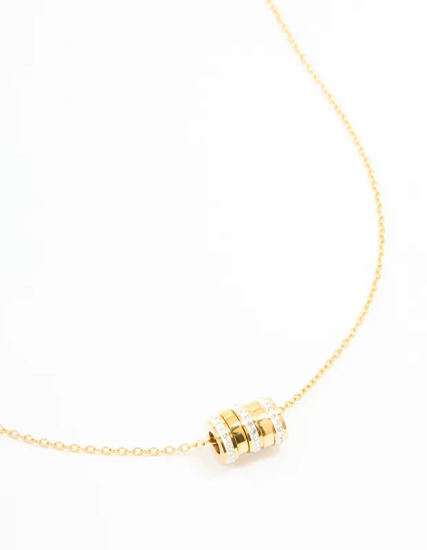 Waterproof Gold Plated Stainless Steel Cubic Zirconia Rondell Necklace sold by lovisa