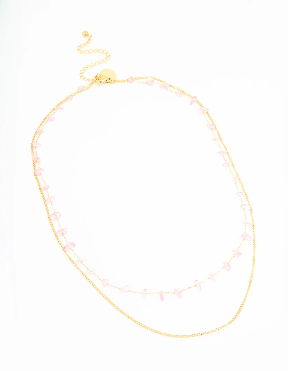 Waterproof Gold Plated Stainless Steel Pink Semiprecious Stone & Chain Layered Necklace sold by lovisa product image thumbnail 2