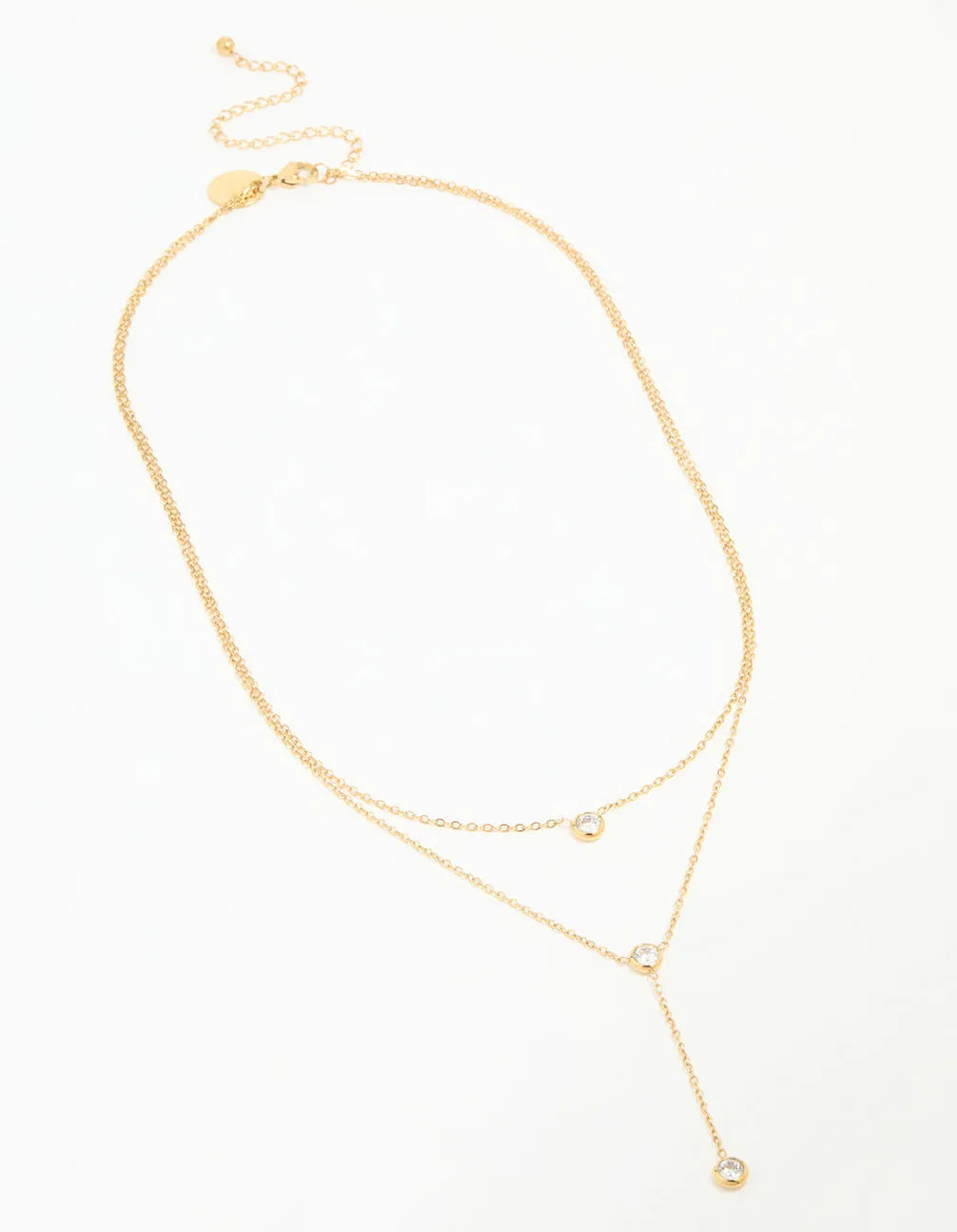 Waterproof Gold Plated Stainless Steel Diamante Pendant Layered Necklace sold by lovisa product image thumbnail 2