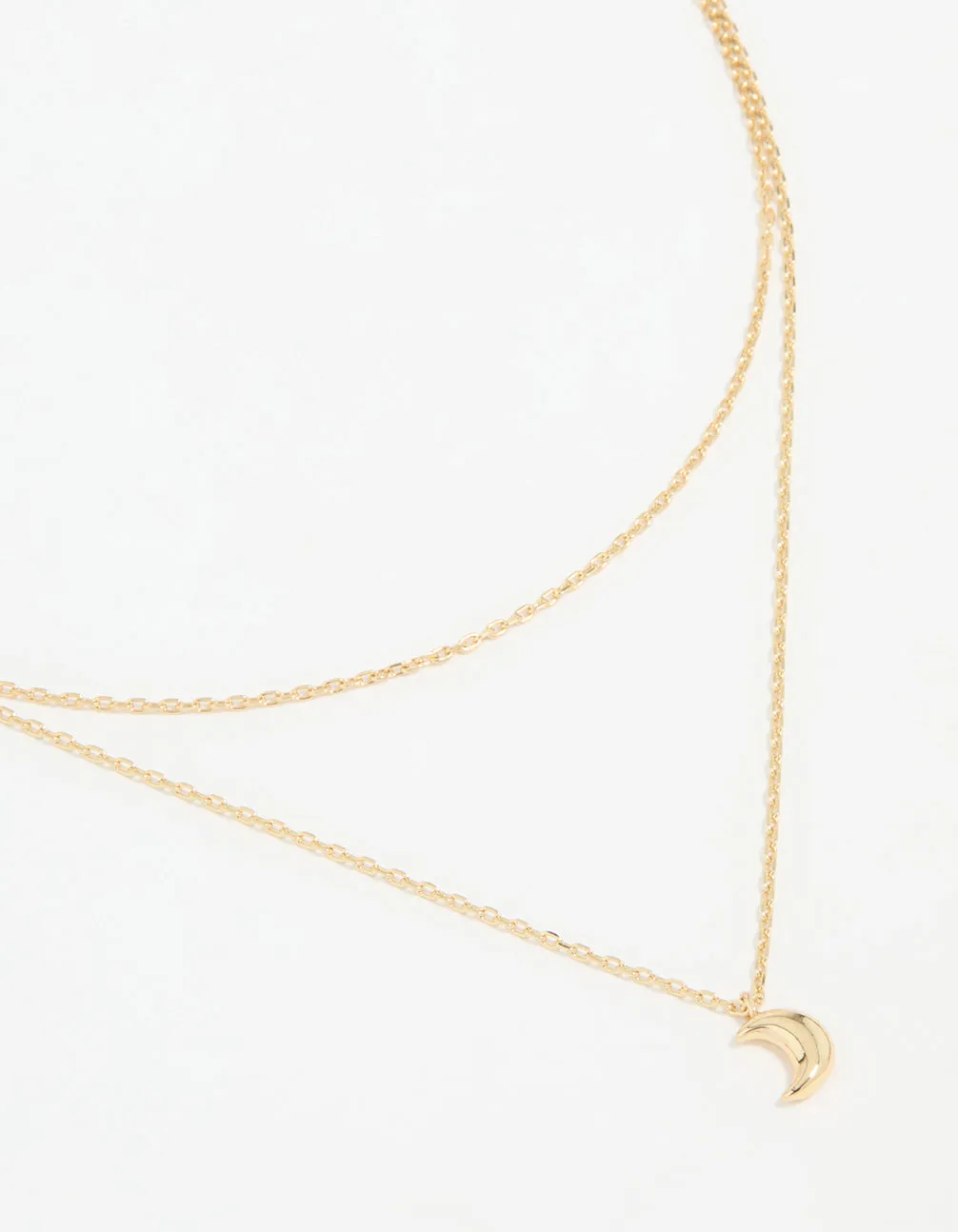 Waterproof Gold Plated Stainless Steel Moon Pendant Layered Necklace sold by lovisa