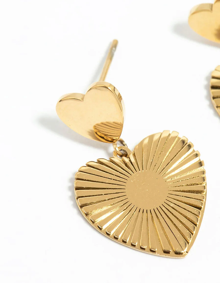 Waterproof Gold Plated Stainless Steel Heart Drop Earrings sold by lovisa product image thumbnail 4