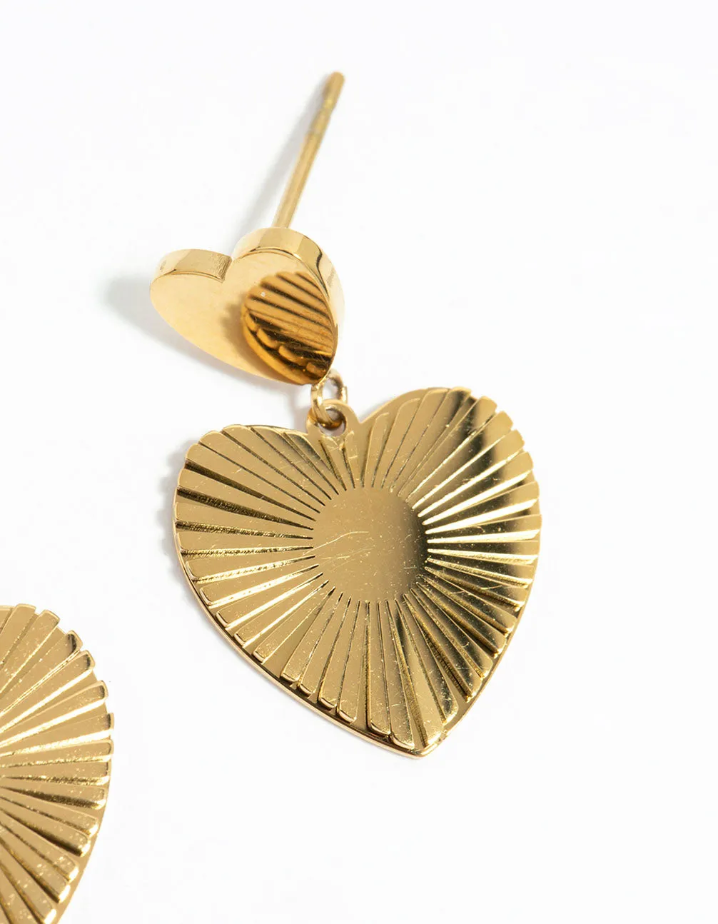 Waterproof Gold Plated Stainless Steel Heart Drop Earrings sold by lovisa product image thumbnail 5