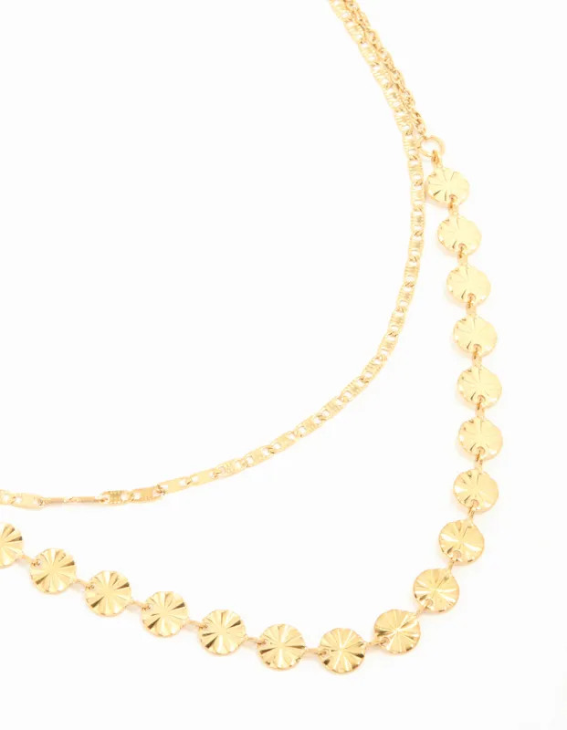Waterproof Gold Plated Stainless Steel Hammered Layered Necklace sold by lovisa