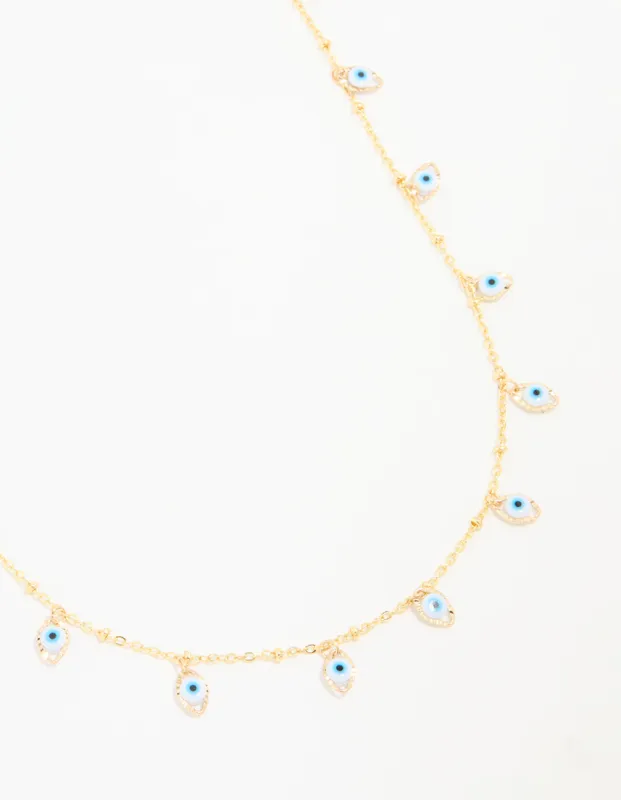 Waterproof Gold Plated Stainless Steel Evil Eye Necklace sold by lovisa