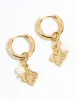 Waterproof Gold Plated Stainless Steel Flower Drop Huggie Earrings sold by lovisa