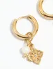 Waterproof Gold Plated Stainless Steel Flower Drop Huggie Earrings sold by lovisa