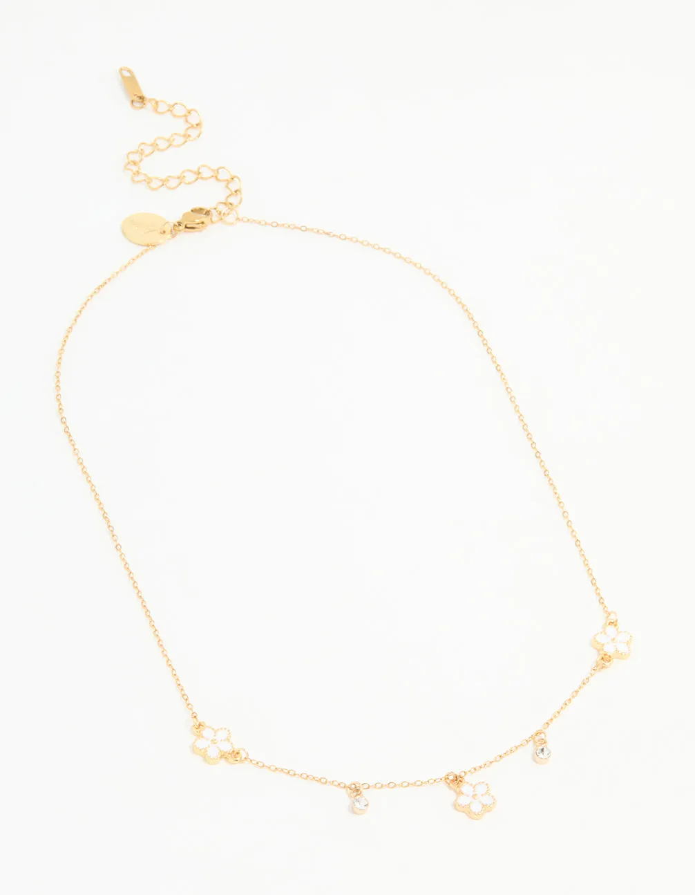 Waterproof Gold Plated Stainless Steel Cubic Zirconia Heart Floral Pendant Necklace sold by lovisa product image thumbnail 4