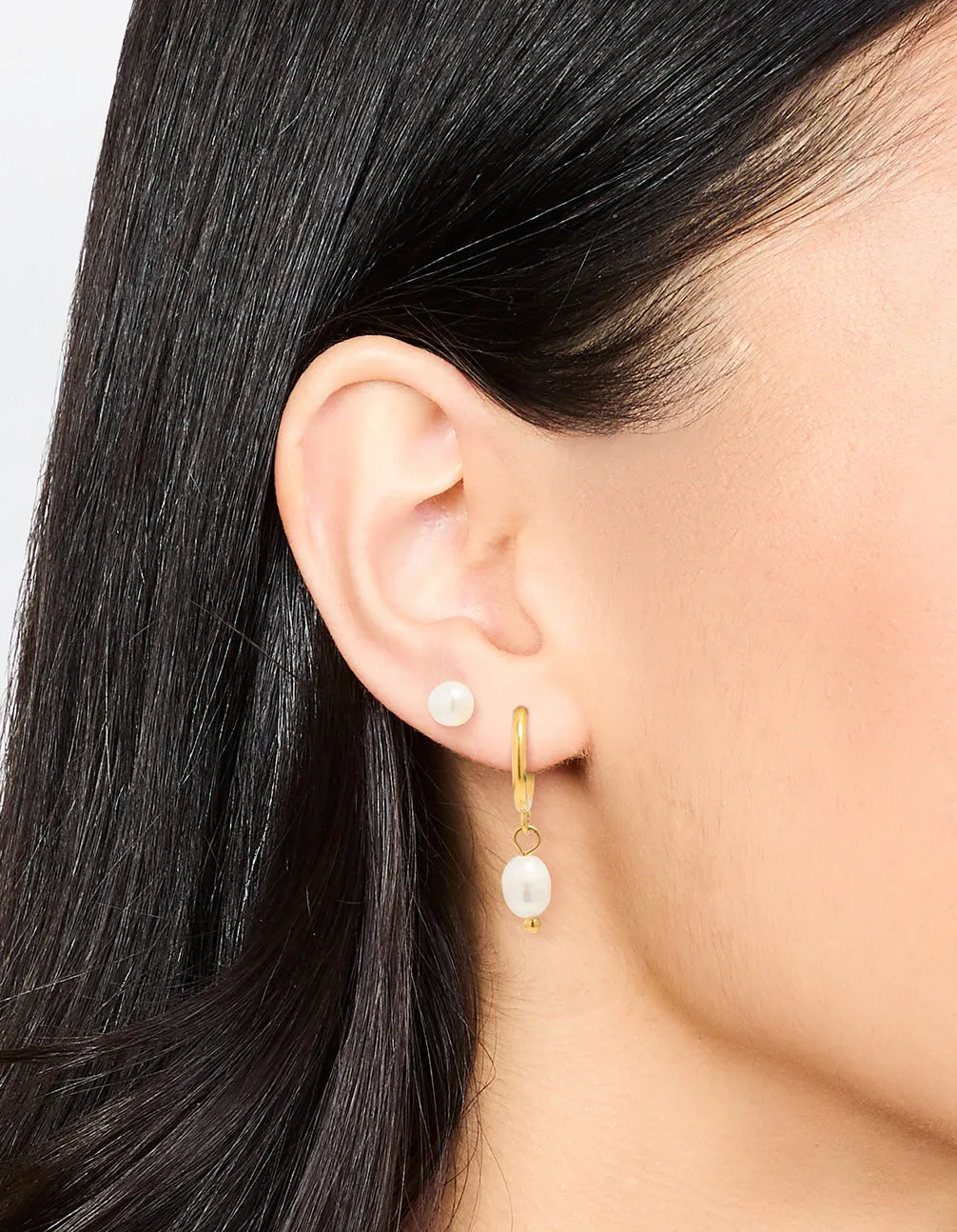 Waterproof Gold Plated Stainless Steel Pearl Dainty Earrings 2-Pack sold by lovisa product image thumbnail 2