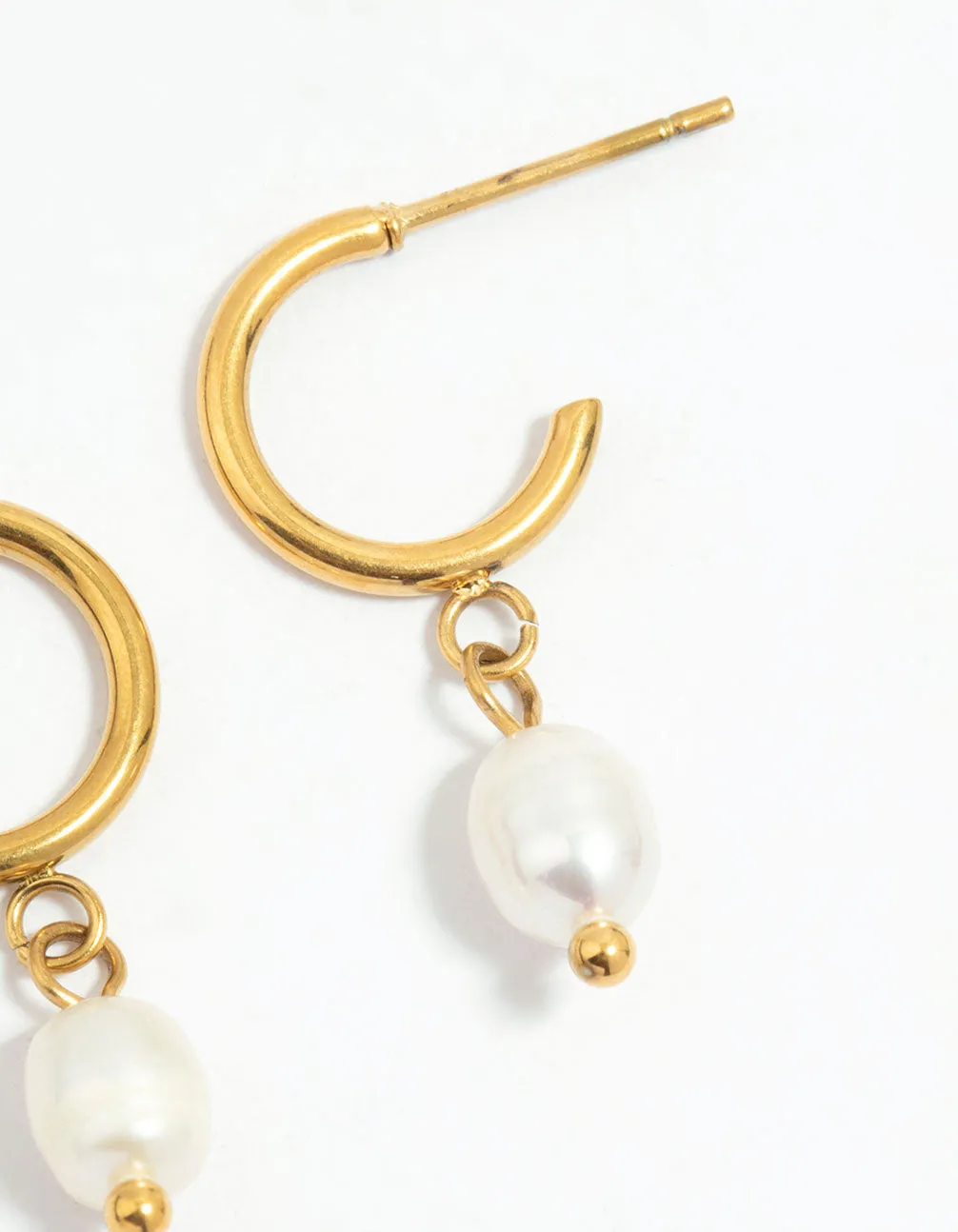 Waterproof Gold Plated Stainless Steel Pearl Dainty Earrings 2-Pack sold by lovisa product image thumbnail 5