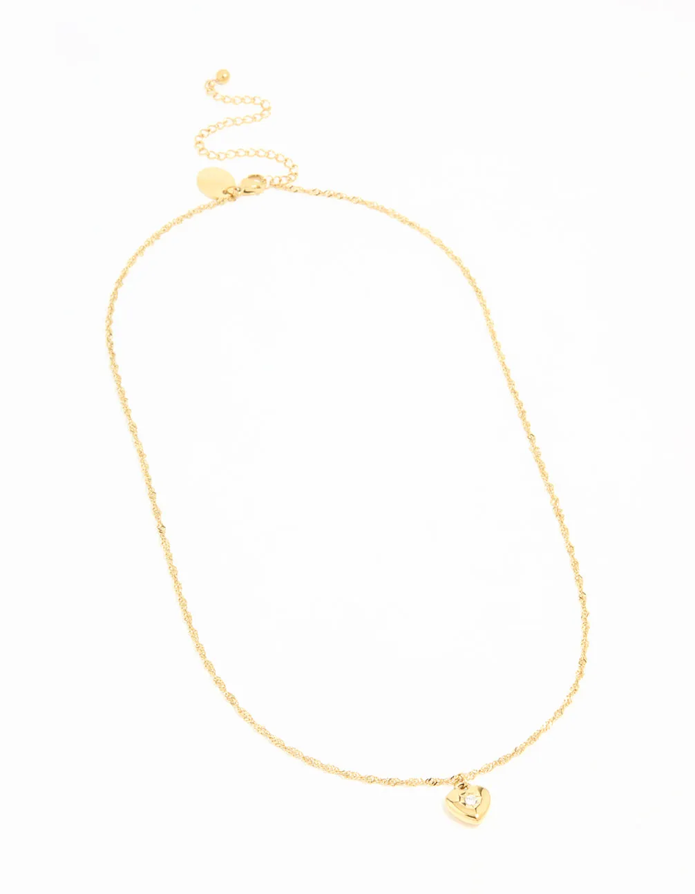 Waterproof Gold Plated Stainless Steel Cubic Zirconia Puffy Heart Necklace sold by lovisa product image thumbnail 4